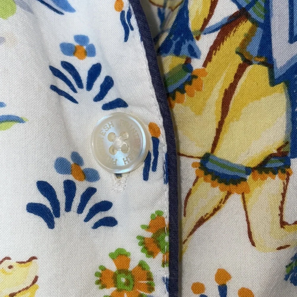 Printfresh Cotton Poplin Short Sleeve Notch Collar Pajama Top courtyard camel M - Picture 3 of 7